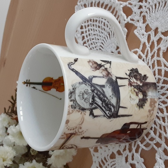 Summer River Violin Piano Musical Instruments Floral Cup Mug 8 oz - Picture 2 of 8